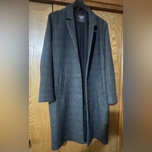 Abercrombie & Fitch Grandfather Charcoal Plaid Coat